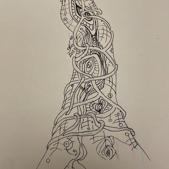 Unframed Original Art Unique Drawing Tree Lady in Ink on Paper Female Form - Picture 5 of 5